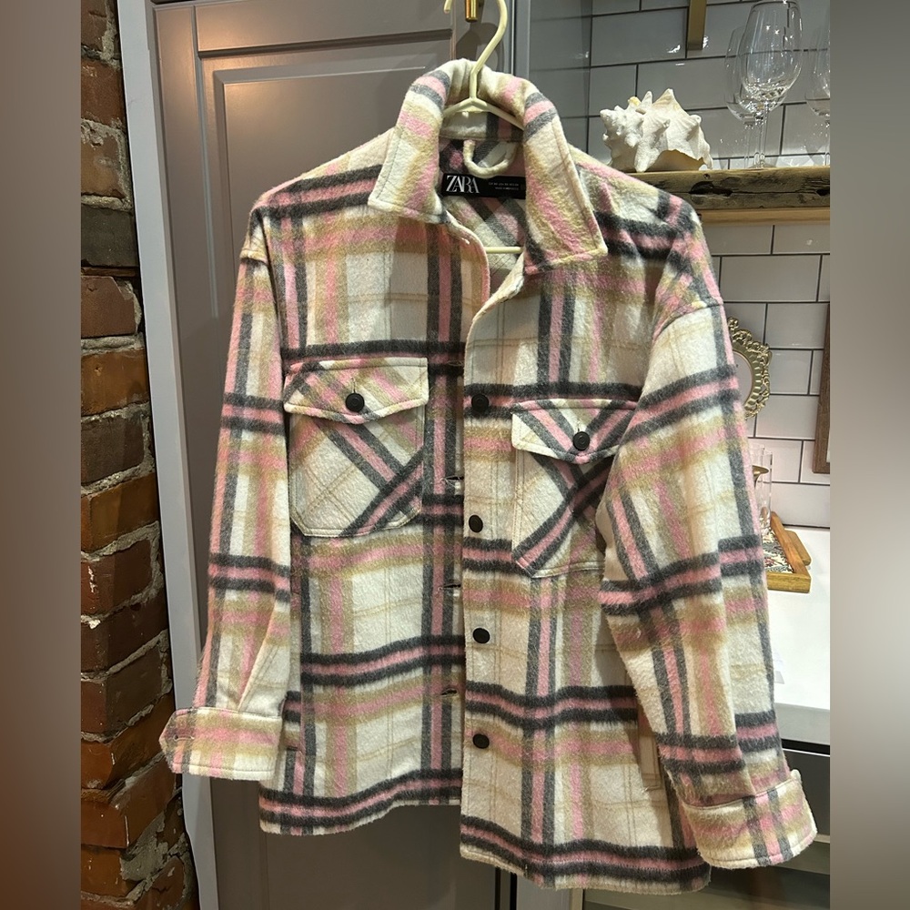 Zara pink plaid jacket - Size XS
